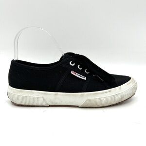 SUPERGA Women's Black Canvas Lace Up Sneaker Shoes Size 6